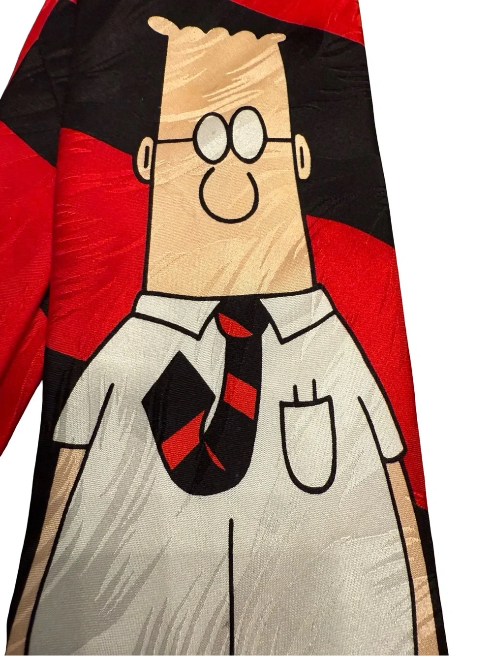 Dilbert & Dog Red Black Silk Novelty Tie United Feature Syndicate 4”